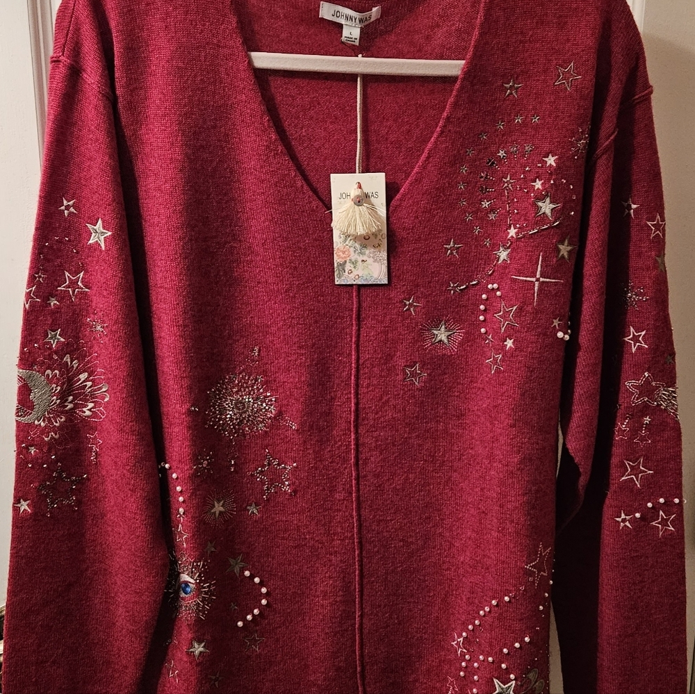 JOHNNY WAS merino wool cashmere xandra v-neck pullover